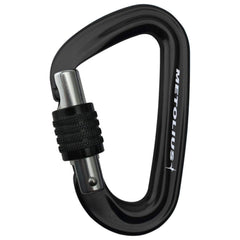 Metolius corrosion-resistant carabiner in black for saltwater and rugged outdoor use.