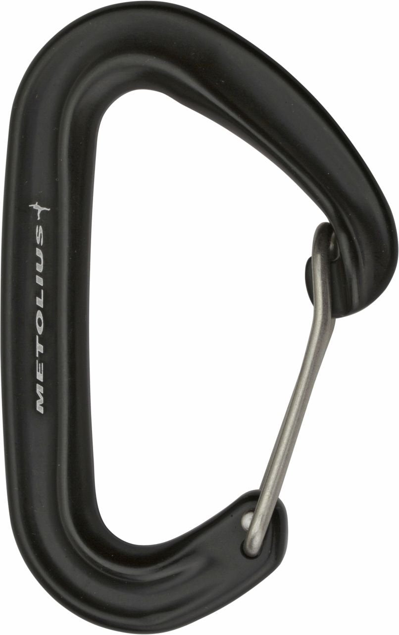 Metolius FS Mini Carabiner 2015 in black with larger gate opening for easy clipping