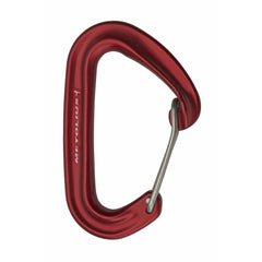 Metolius FS Mini II carabiner in red with flared nose reduces accidental gate openings.