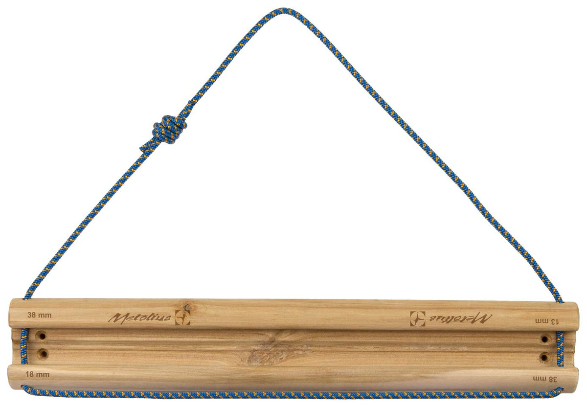 Metolius Light Rail Training Board top view showing four reversible holds for warmups