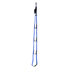 Metolius Pocket Aider Blue folded in its attached pouch for easy transport on alpine climbs.