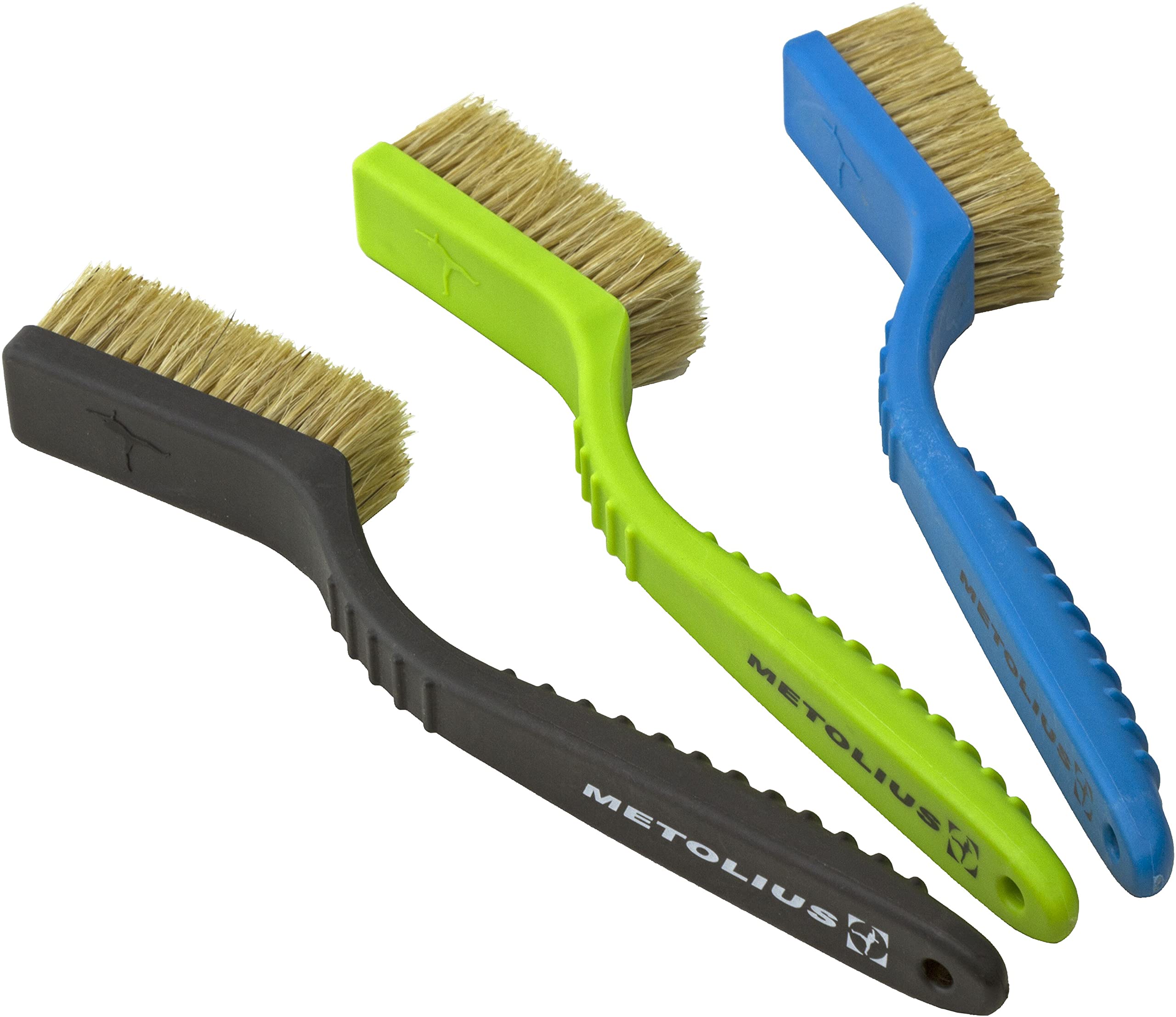 Metolius Razorback Boar's Hair Brush, green, ergonomic grip for cleaning tight spaces.