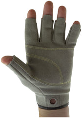 Metolius Talon Belay Glove 3/4 gray olive – wrist closure focus for adjustable secure fit