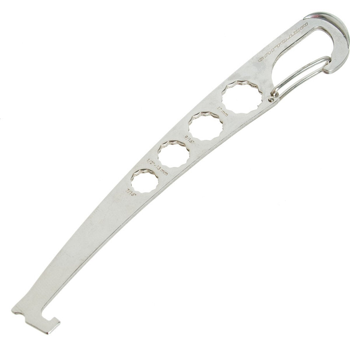 Metolius Torque Nut Tool curved design for hooking and pulling behind nuts.