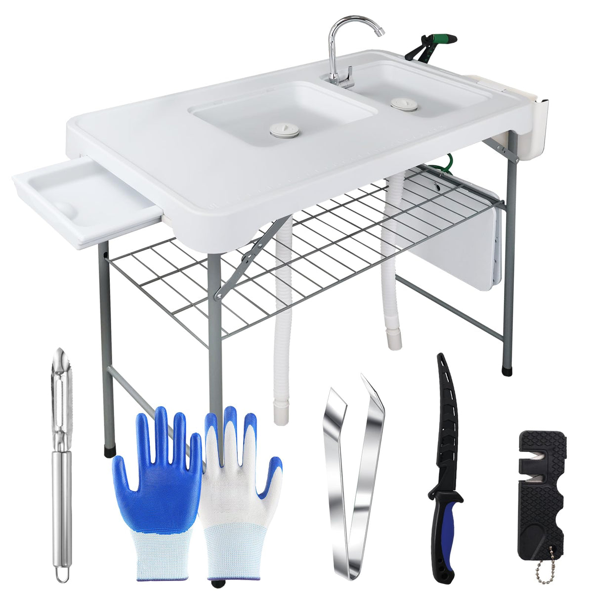 METORICO fish cleaning table with dual sinks for efficient prep