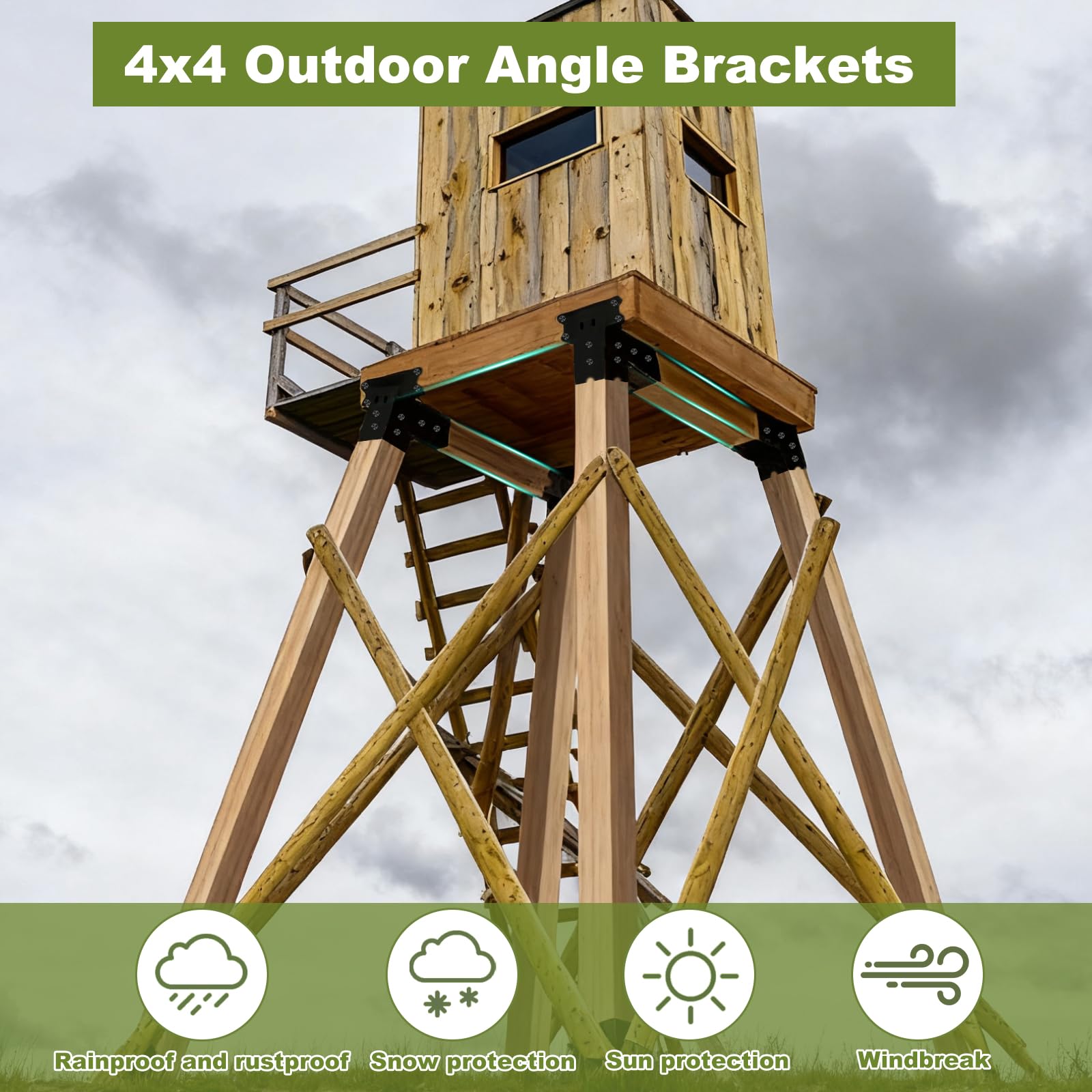 MEWSDEN deer stand brackets overhead installation highlights pre-drilled holes and hardware