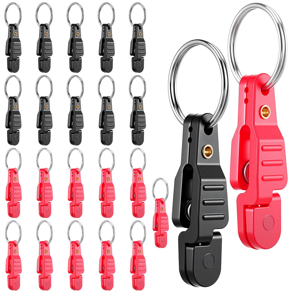 Close-up of Meyeyaia 21 Pcs Heavy Tension Snap Release Clips in red and black