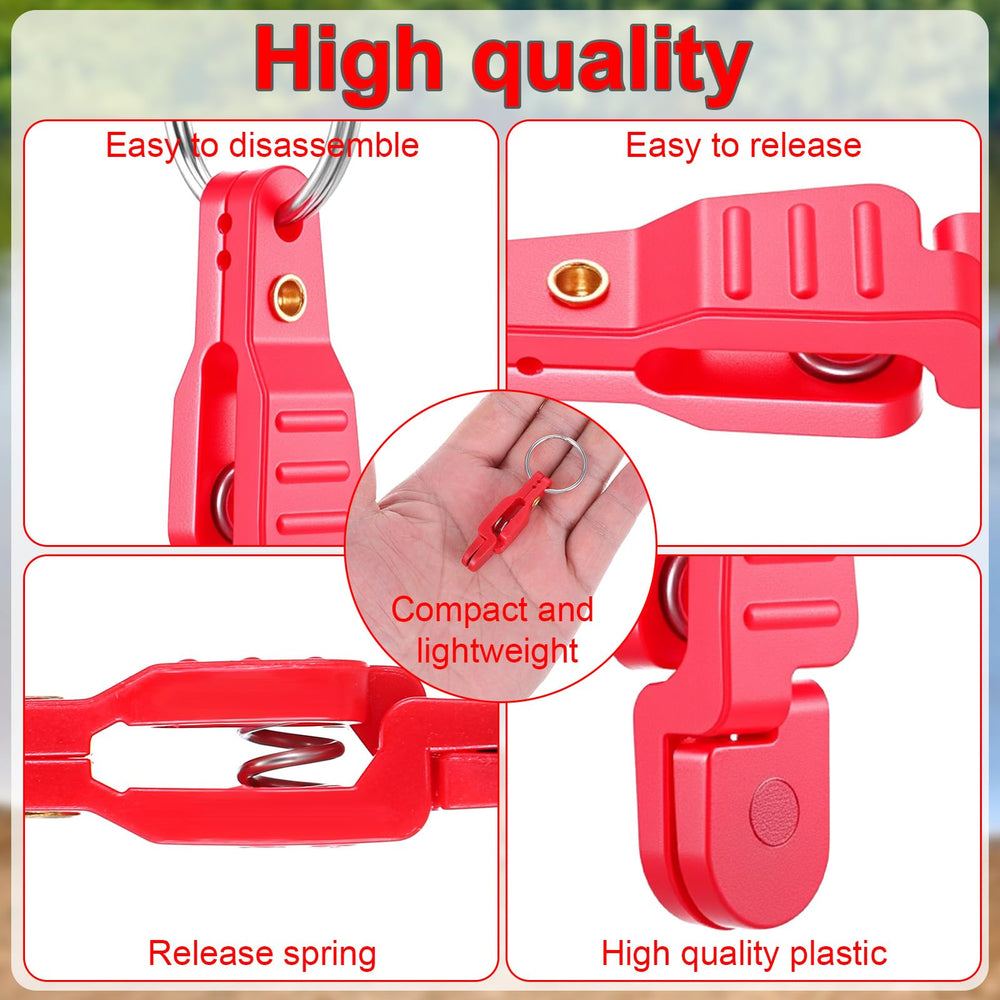 21-piece Meyeyaia fishing line release clips arranged in lineup