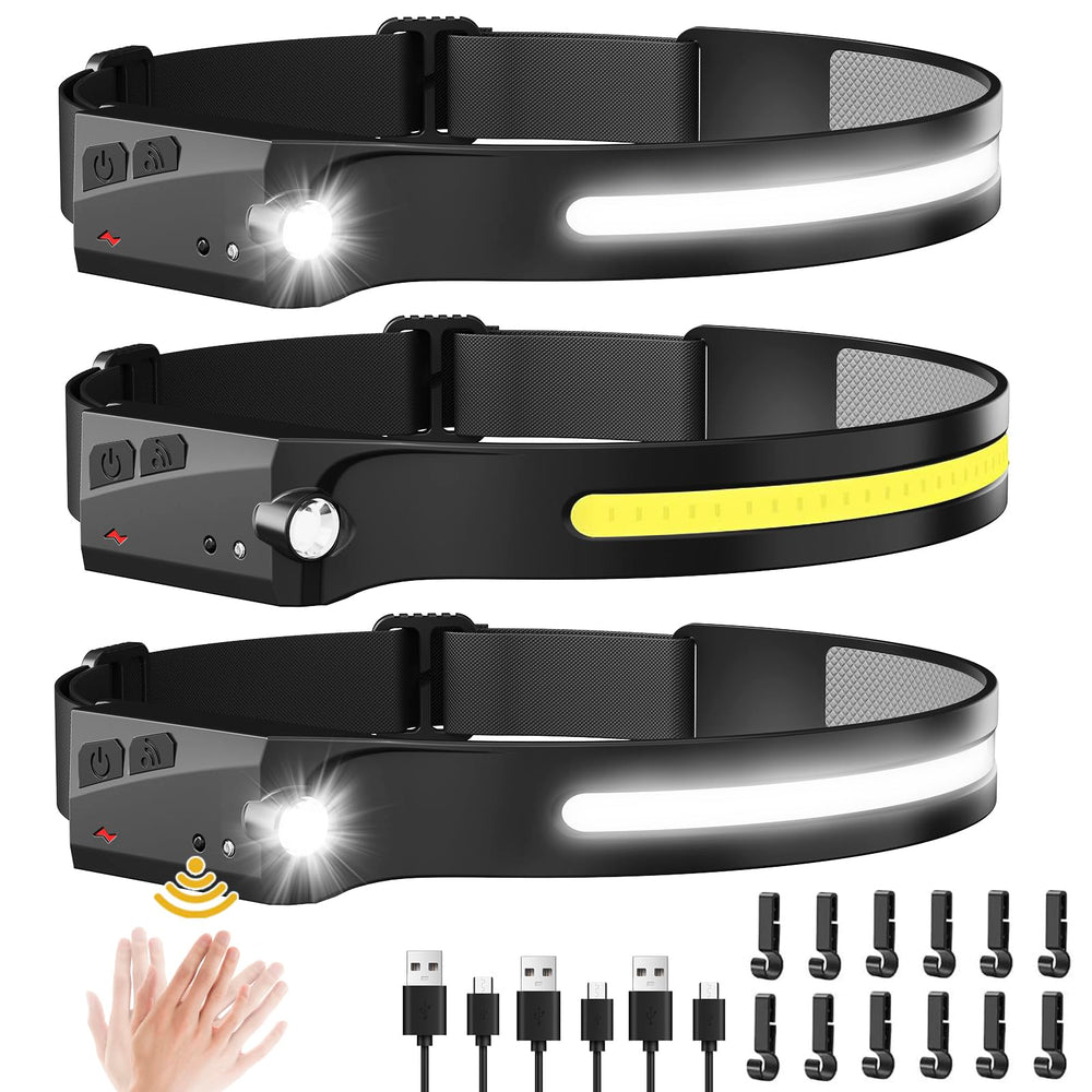 MEYHOR 3-pack rechargeable headlamp for versatile outdoor lighting.