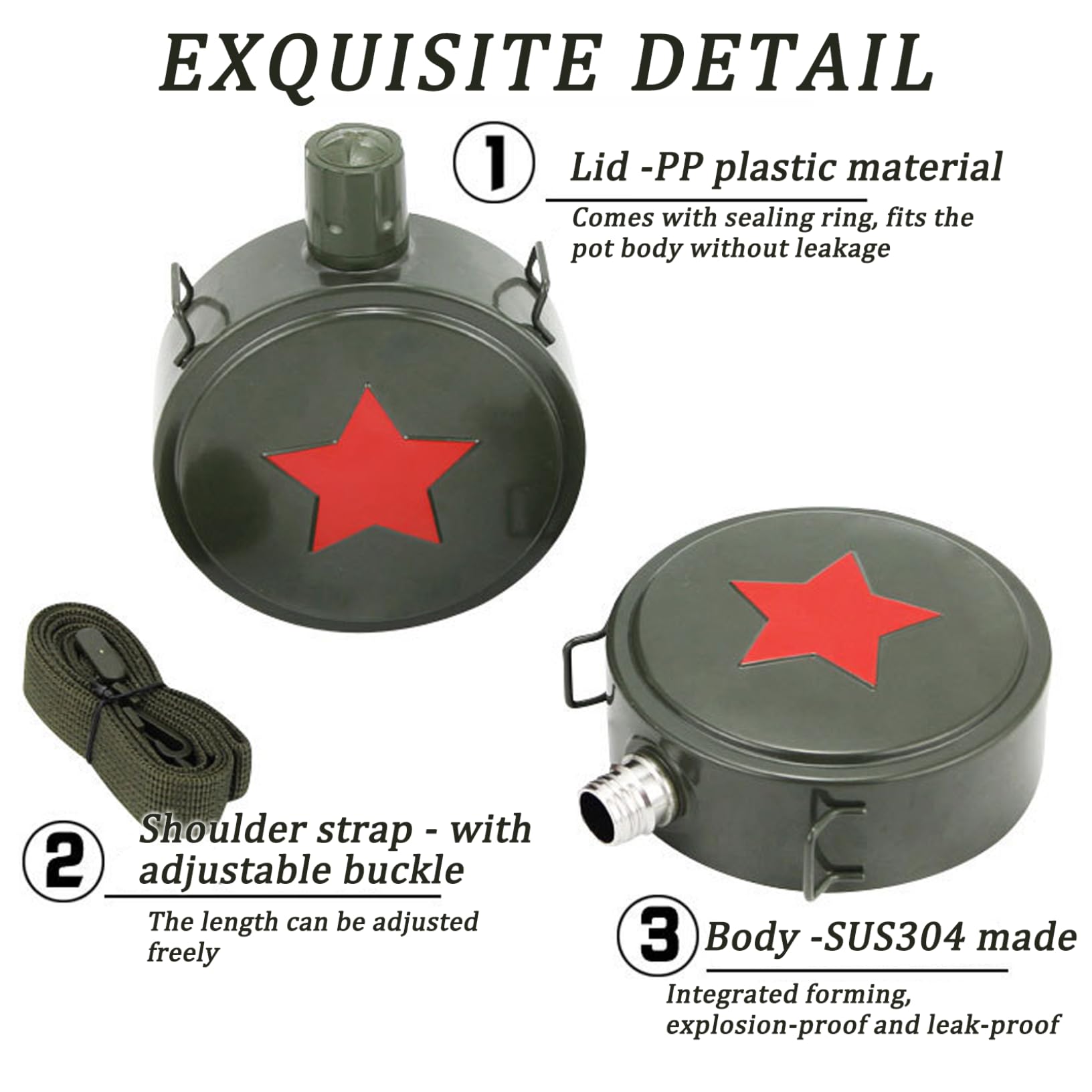 Meyrwoy Canteen camouflage cover, strap visible for easy carrying on hikes.