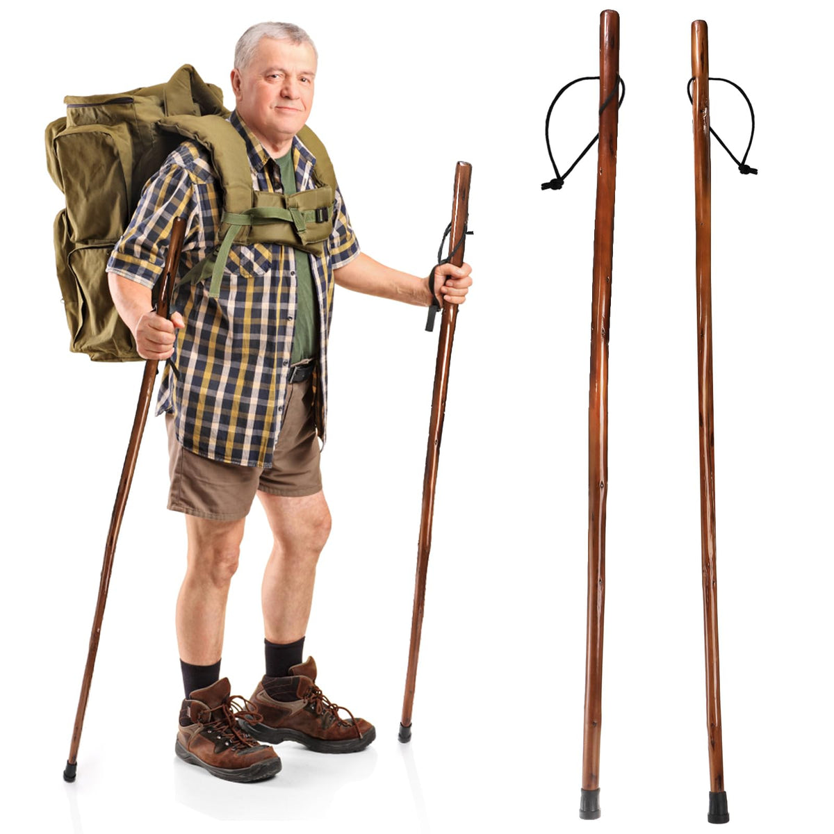 Mezchi wood walking stick 48-inch natural cedar for reliable trail support