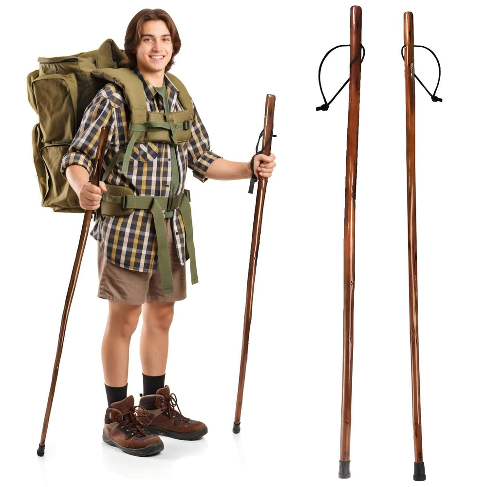 Mezchi wood walking stick 48-inch natural cedar for reliable trail support