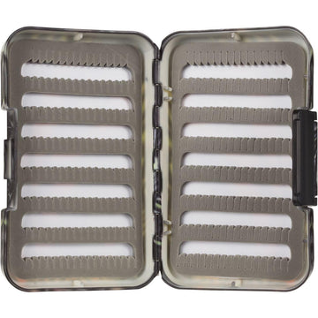 Montana Fly Company Poly Fly Box Estrada Brown Trout artwork provides durable fly storage.