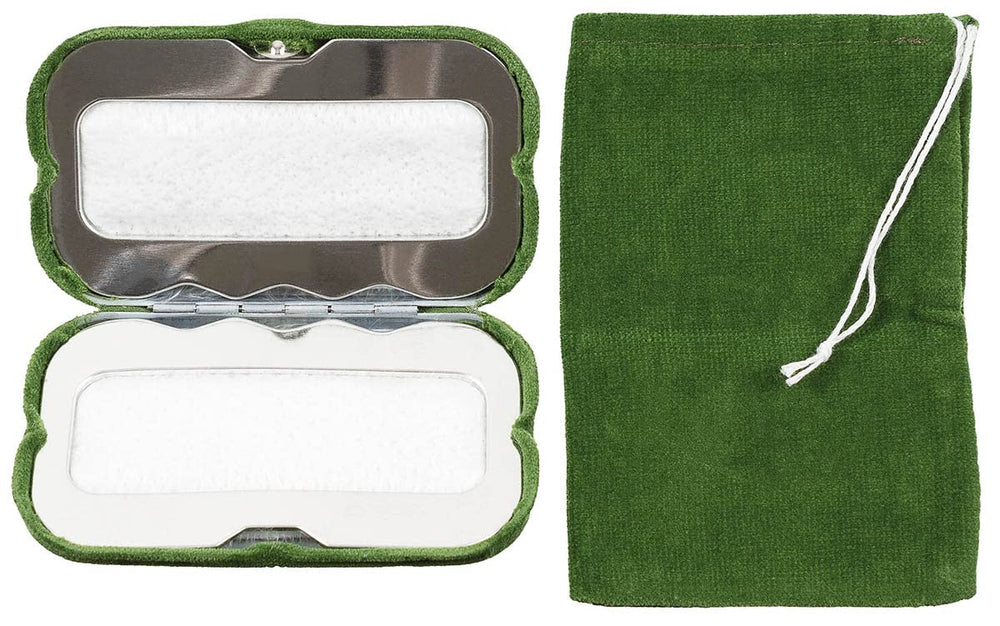MFH charcoal hand warmer in green with velvet cover for hours of warmth
