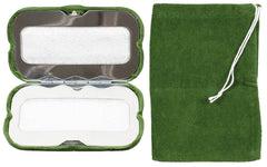 MFH charcoal hand warmer in green with velvet cover for hours of warmth