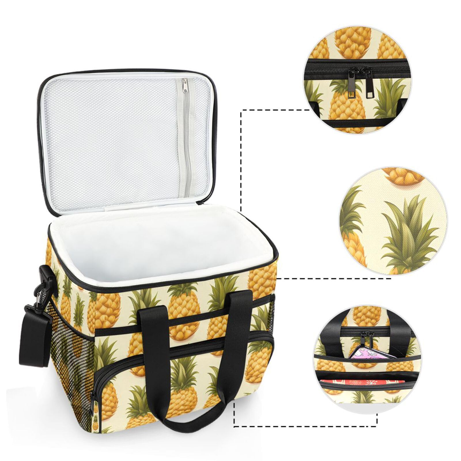 MFTJYO Pineapple Yellow Cooler Bag filled with ice for lasting chill