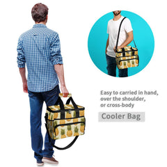 MFTJYO Pineapple Yellow Cooler Bag with lid closed for secure transport