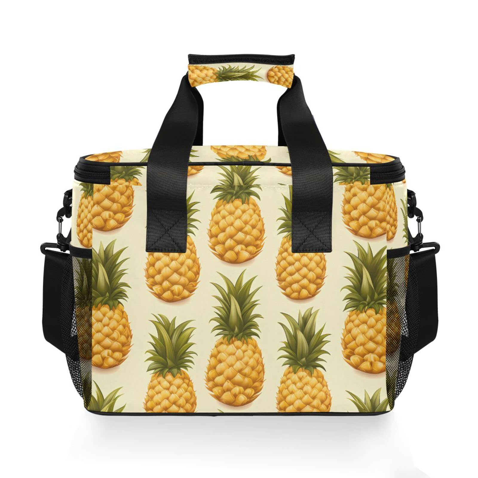 MFTJYO Pineapple Yellow Cooler Bag adjustable shoulder strap for easy carrying