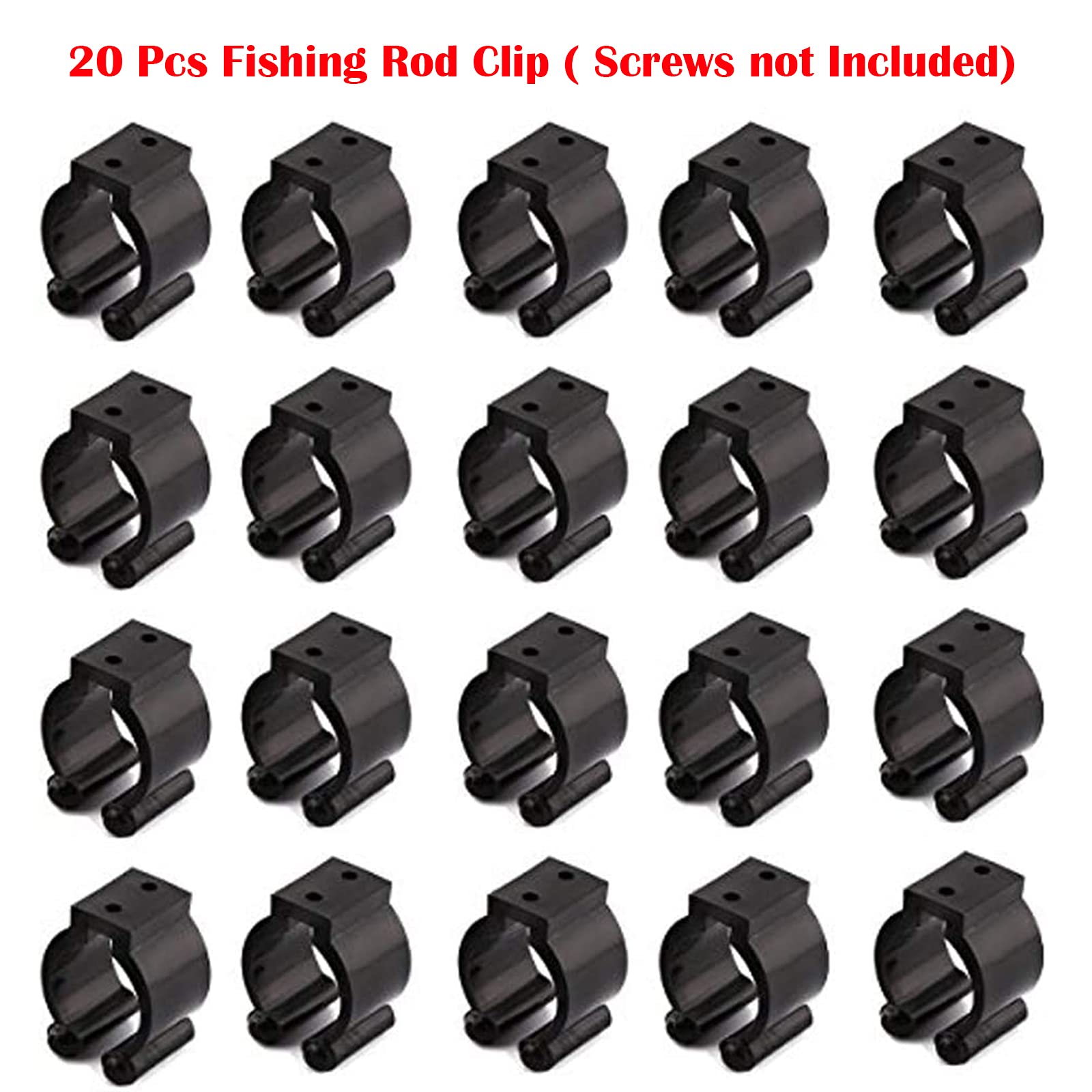Set of 20 black plastic clips for rod and cue storage