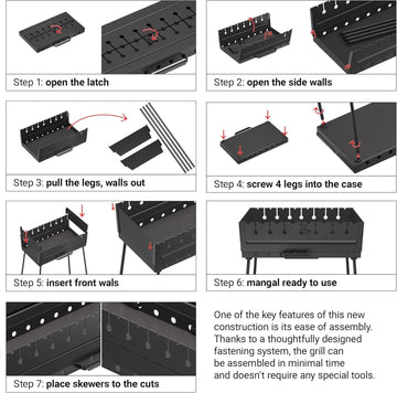 MHH Charcoal Grill durable 2mm steel emphasizes long-lasting outdoor cooking performance.