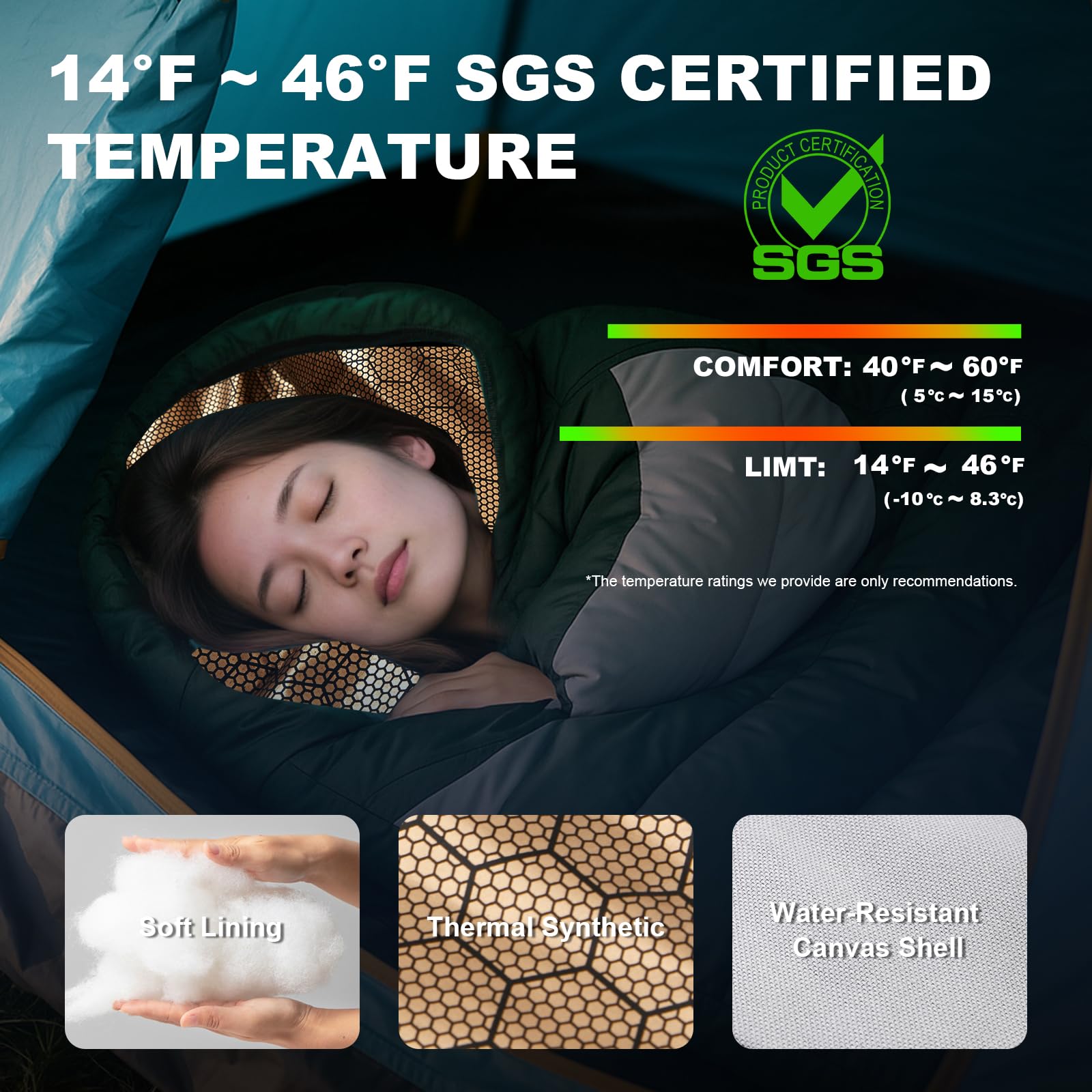 MHTD ergonomic tunnel design reduces convection for steadier warmth on cool nights.