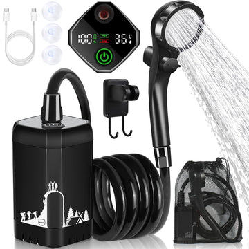 MIAOKE Upgrade portable camping shower battery powering long outdoor rinses