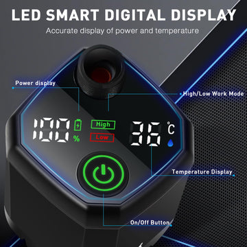 MIAOKE upgrade portable camping shower digital display shows temperature and power