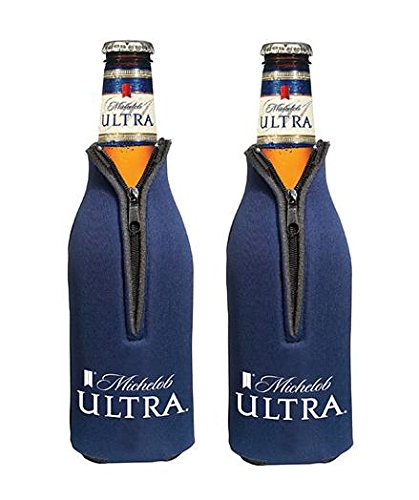 Michelob Ultra bottle cooler set of 2 with zipper for secure grip and cold bottles