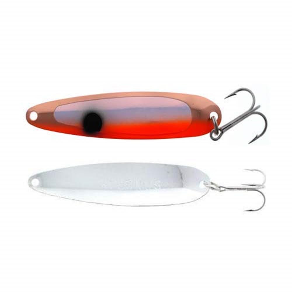 Michigan Stinger Sting Spoon 3.75in, UV Blue/Orange finish, ideal for jigging, casting, or trolling.
