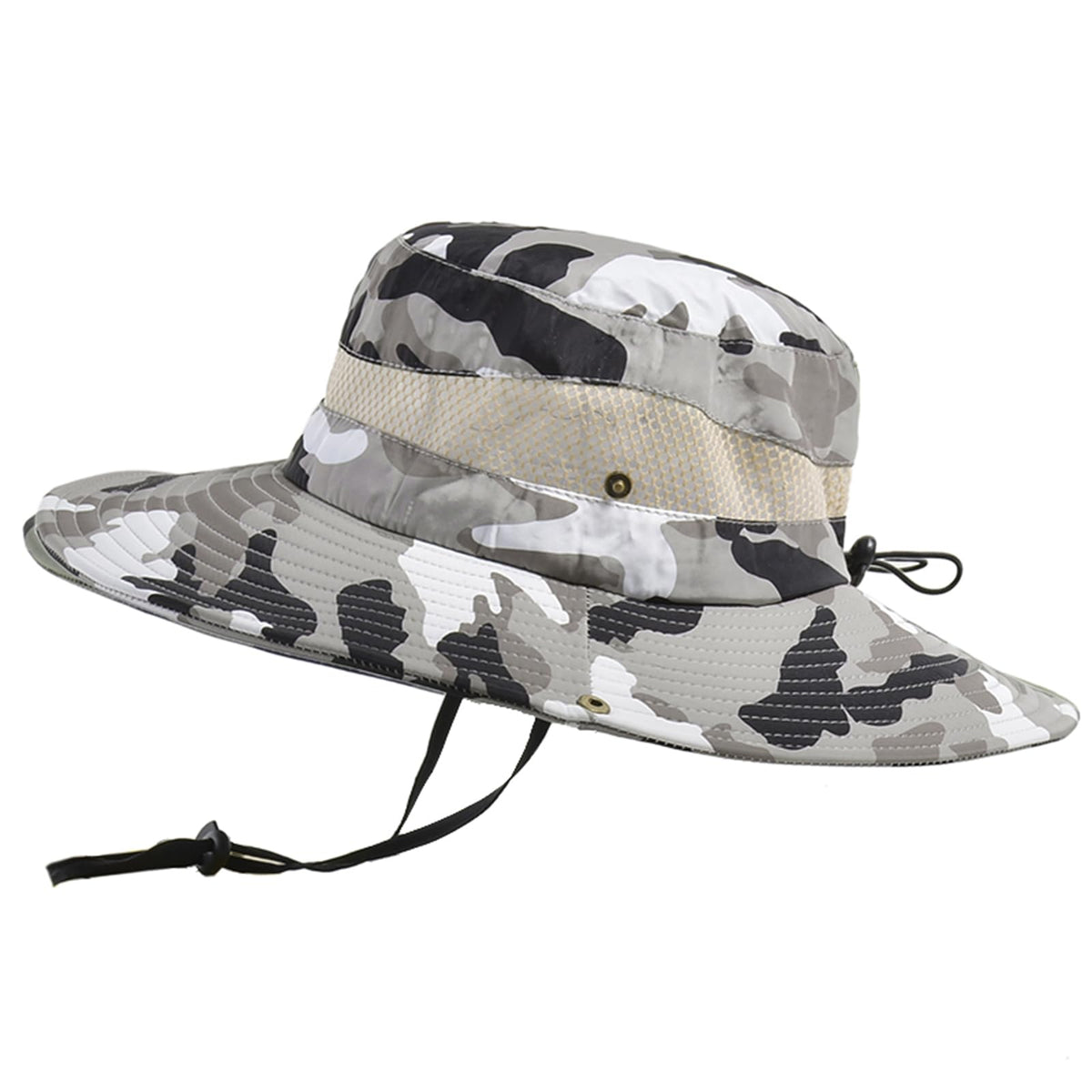 Micoop wide brim camouflage hat front view showing sun shielding