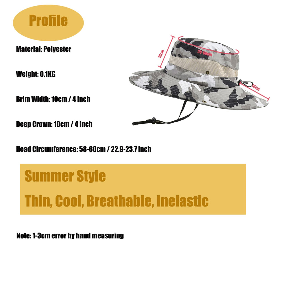 Micoop camouflage hat side view with chin strap for windy days