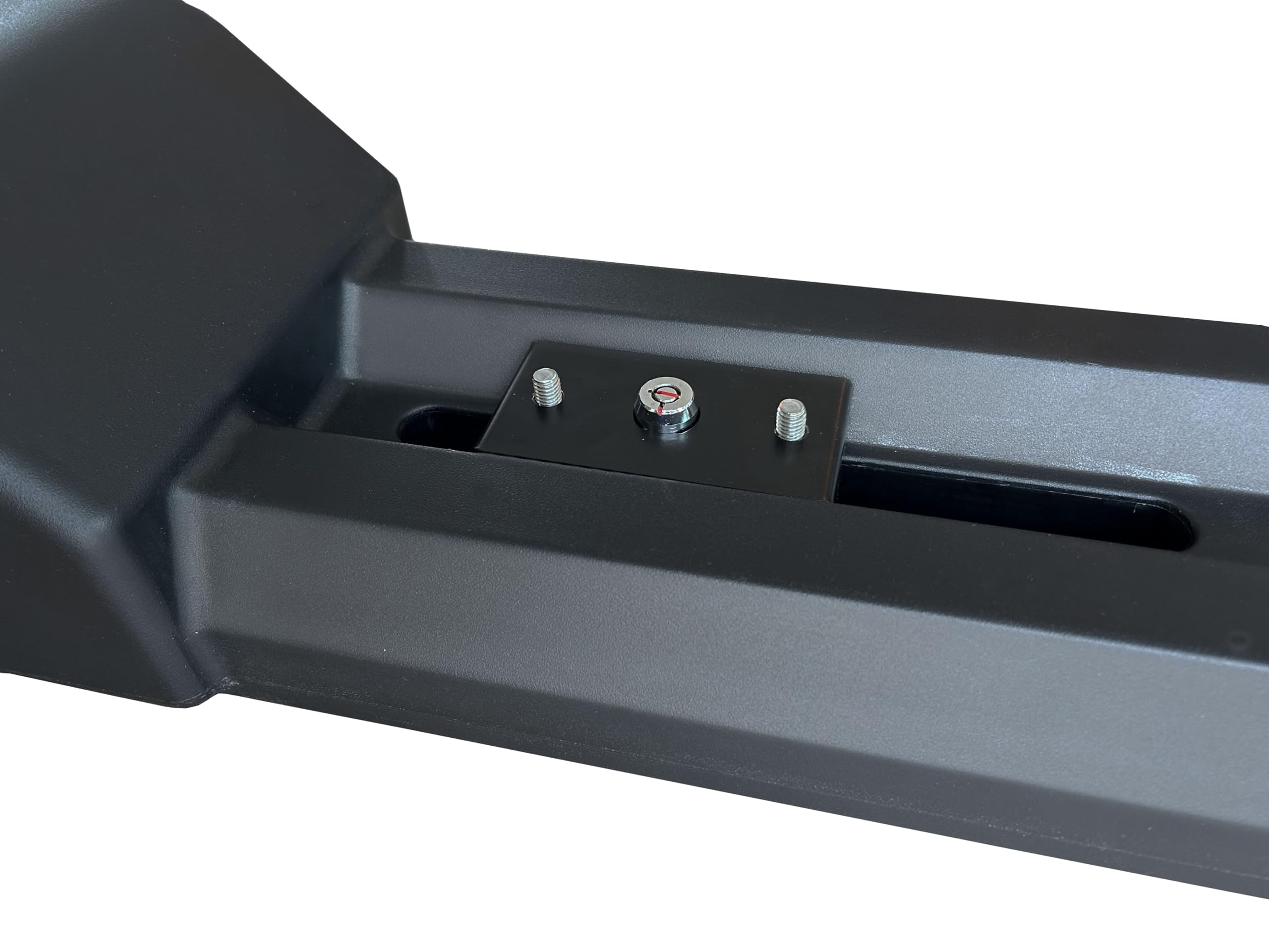 Close-up of the keyed locking mechanism