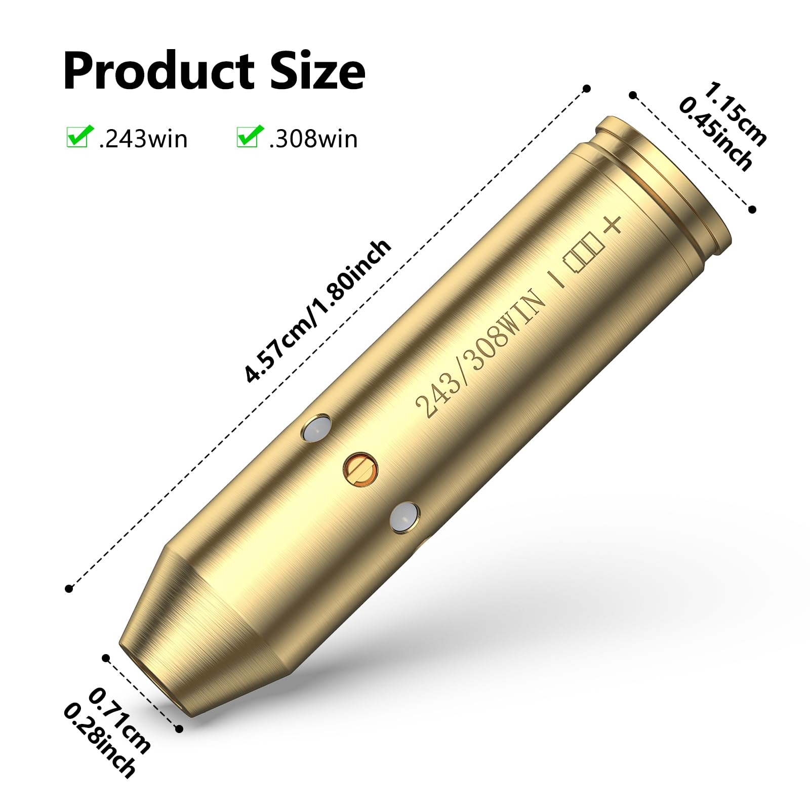 MidTen brass construction bore sight ensures durable fit in the bore.