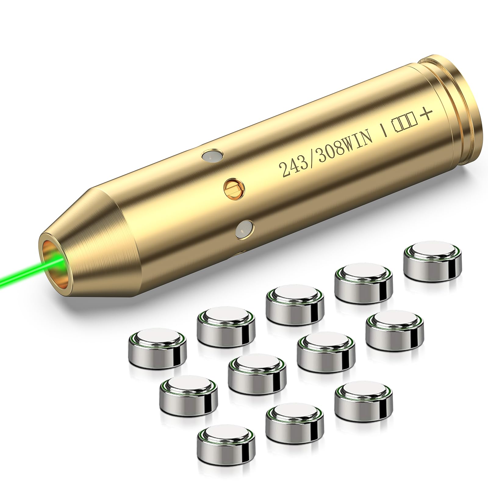 MidTen green bore sight positioned in a 243/308Win bore for quick zeroing.