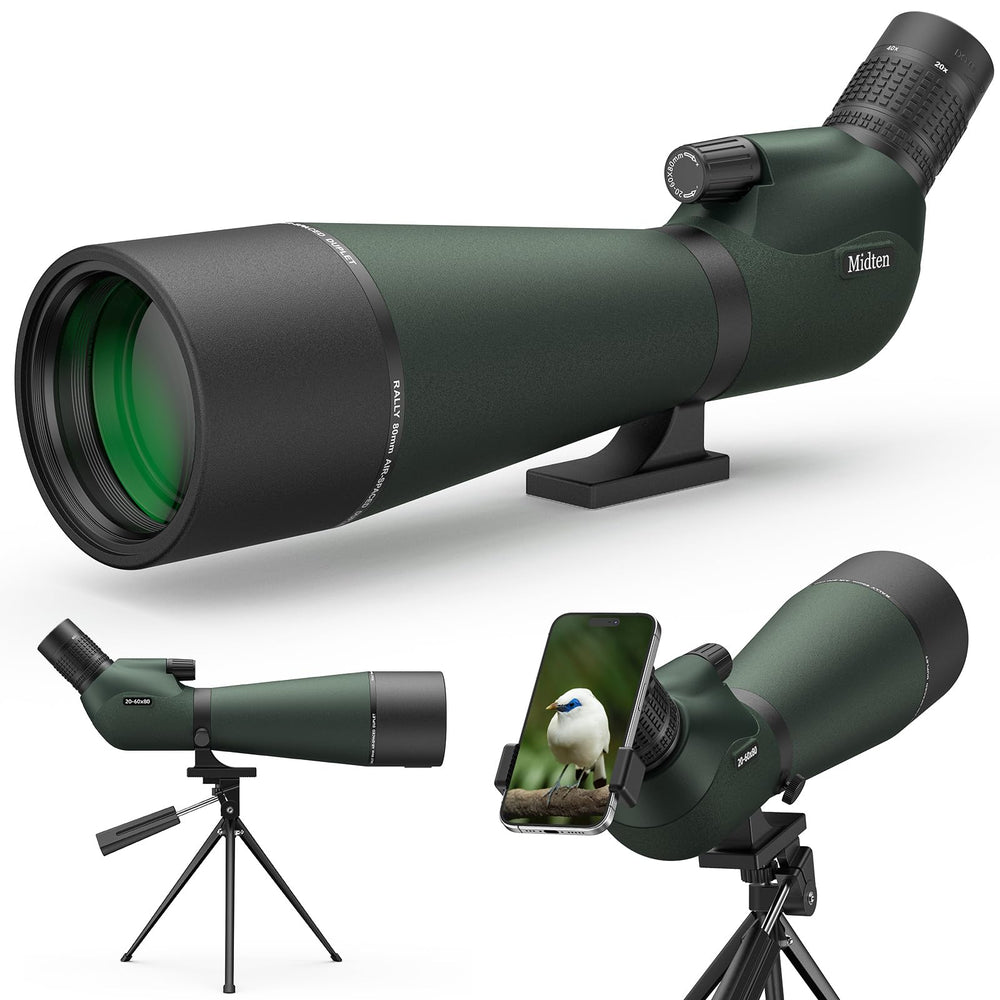 MidTen spotting scope 80mm lens close-up for bright, detailed wildlife viewing at distance