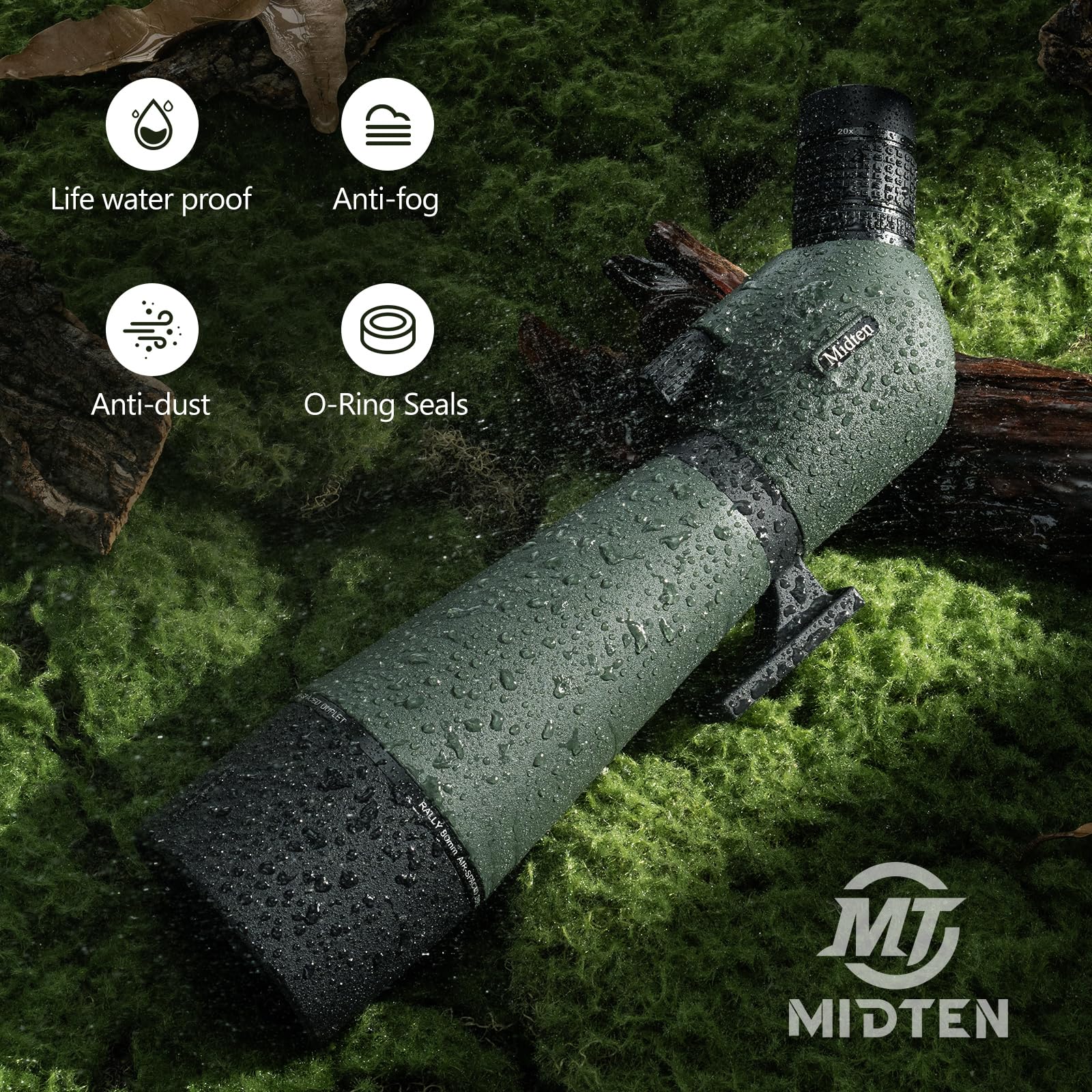 MidTen rubber-armored grip offers secure handling on damp trails