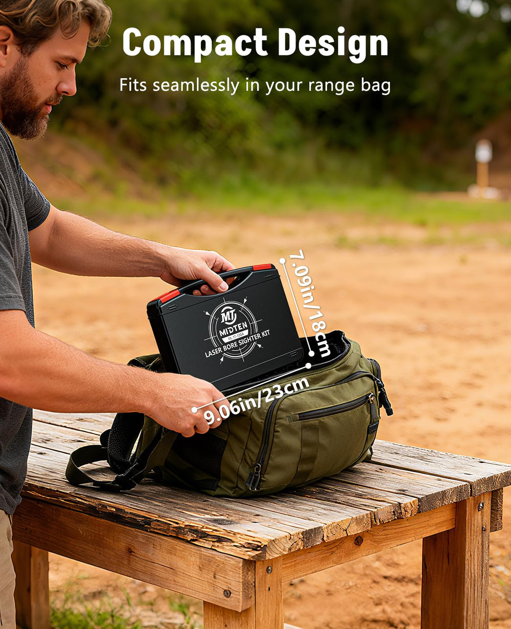 MidTen bore sight laser uses lightweight aluminum for easy transportation