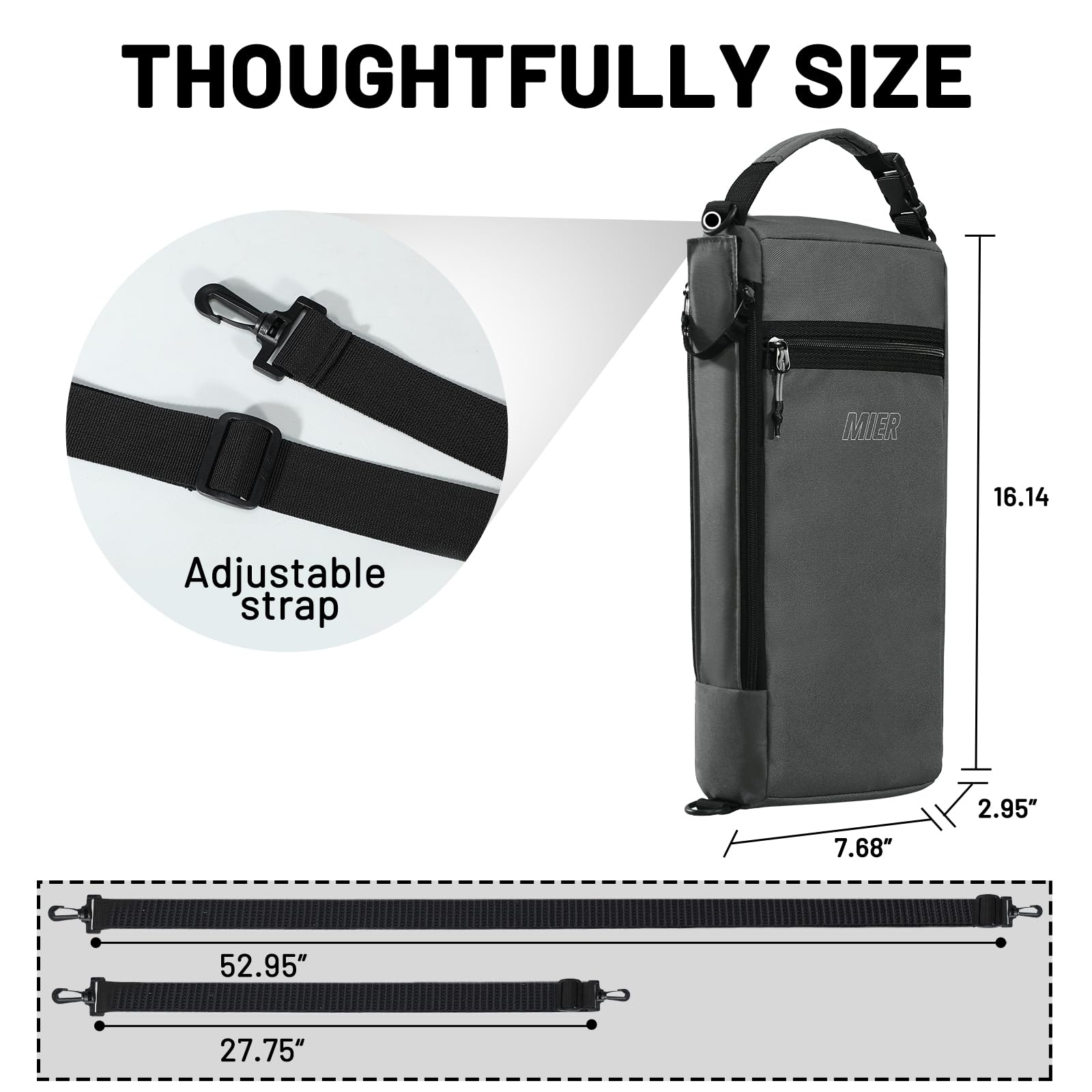 MIER golf cooler bag hanging on cart demonstrates versatility on the course.