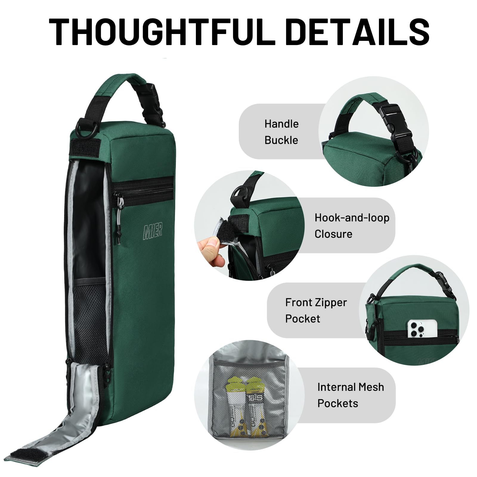 MIER Golf Cooler Bag internal mesh pockets organize snacks and accessories for quick access.