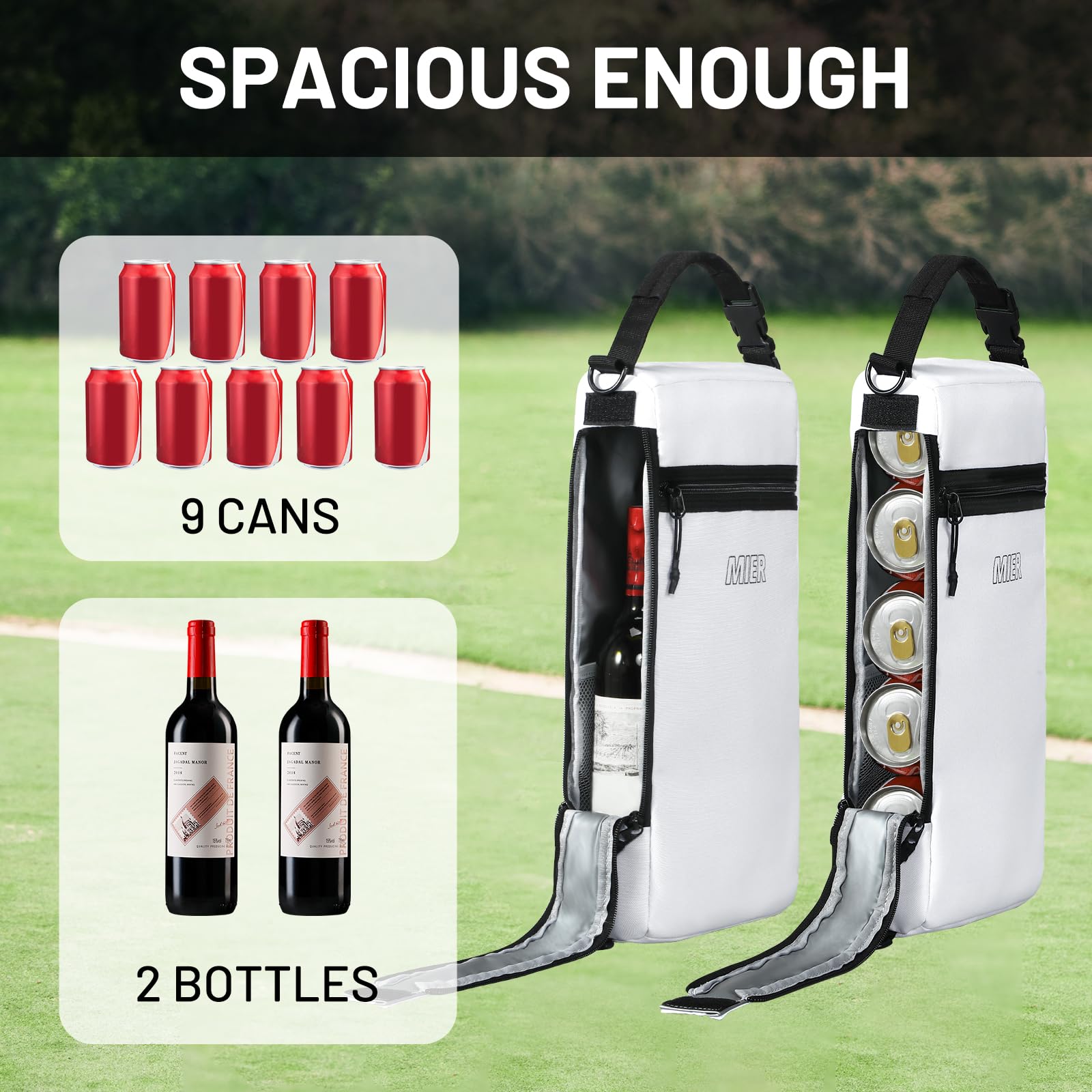 MIER golf cooler bag open top for quick access to drinks