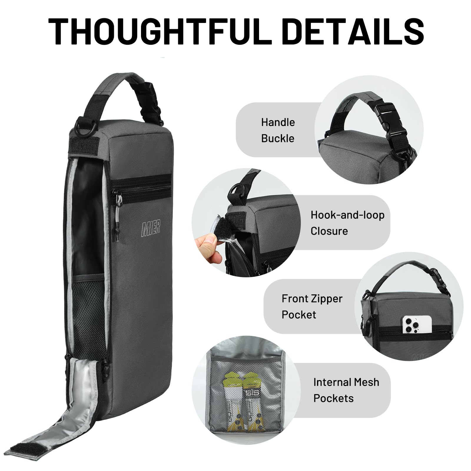 MIER golf cooler bag open top demonstrates quick access with hook-and-loop closure.