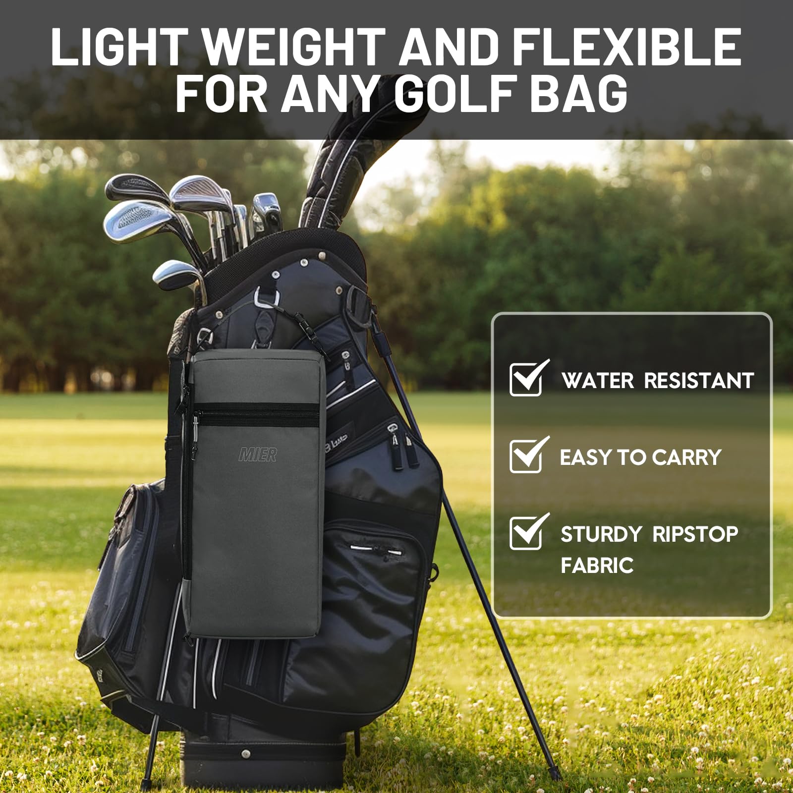 MIER golf cooler bag detachable strap enables easy carrying and hands-free use.