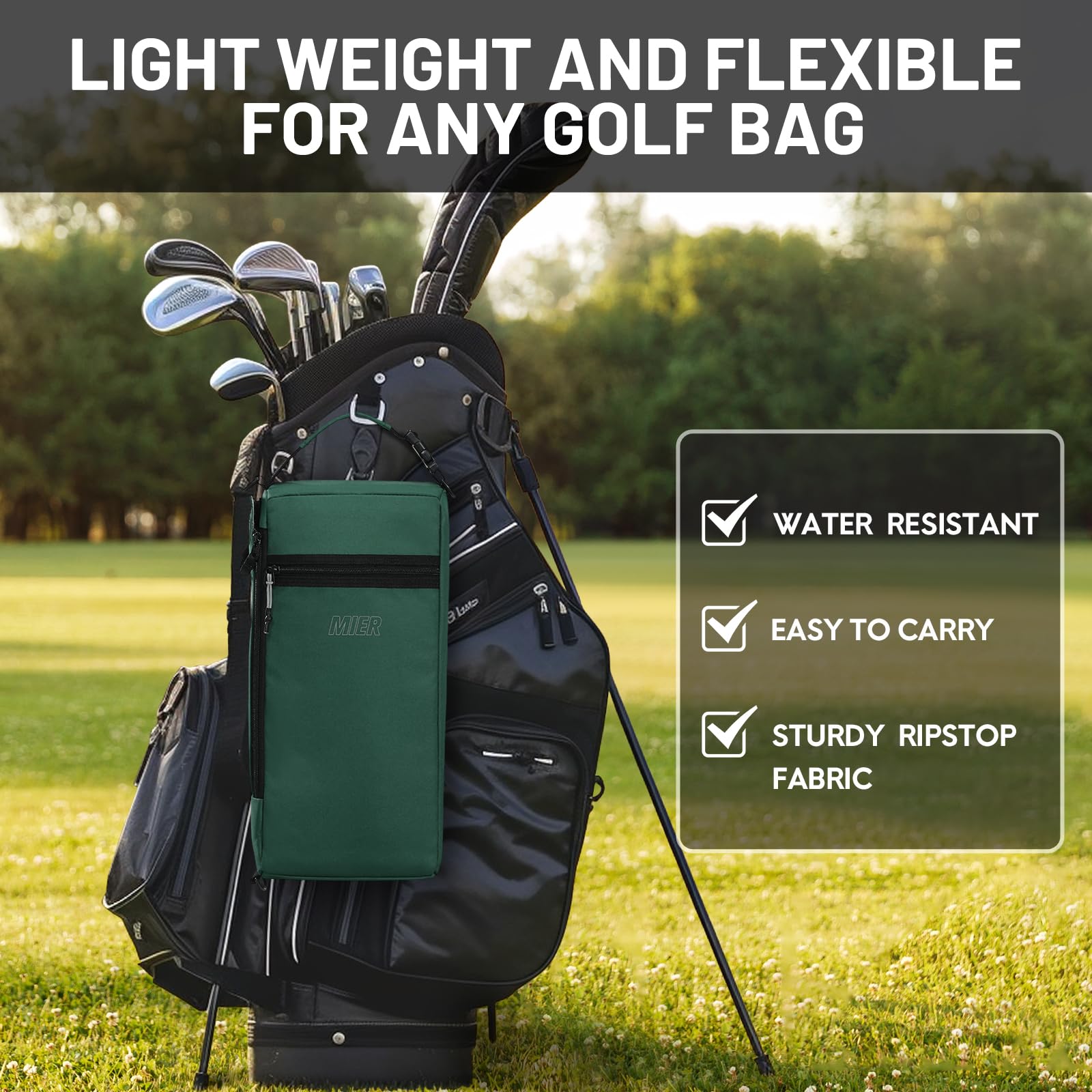 MIER Golf Cooler Bag thick insulation preserves cold drinks during long rounds.