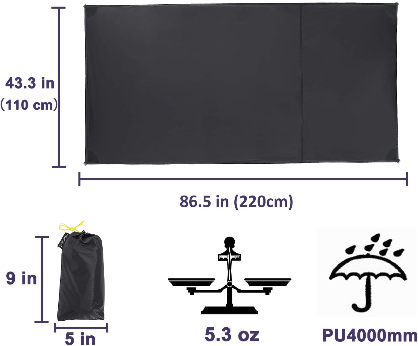 MIER LANSHAN footprint 2P under-tent offers durable protection for two.