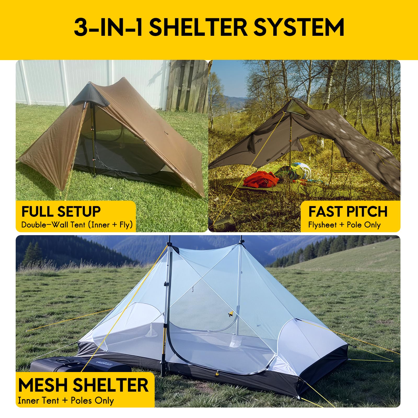MIER LANSHAN ultralight tent bathtub-floor emphasizes robust waterproof barrier against ground moisture.