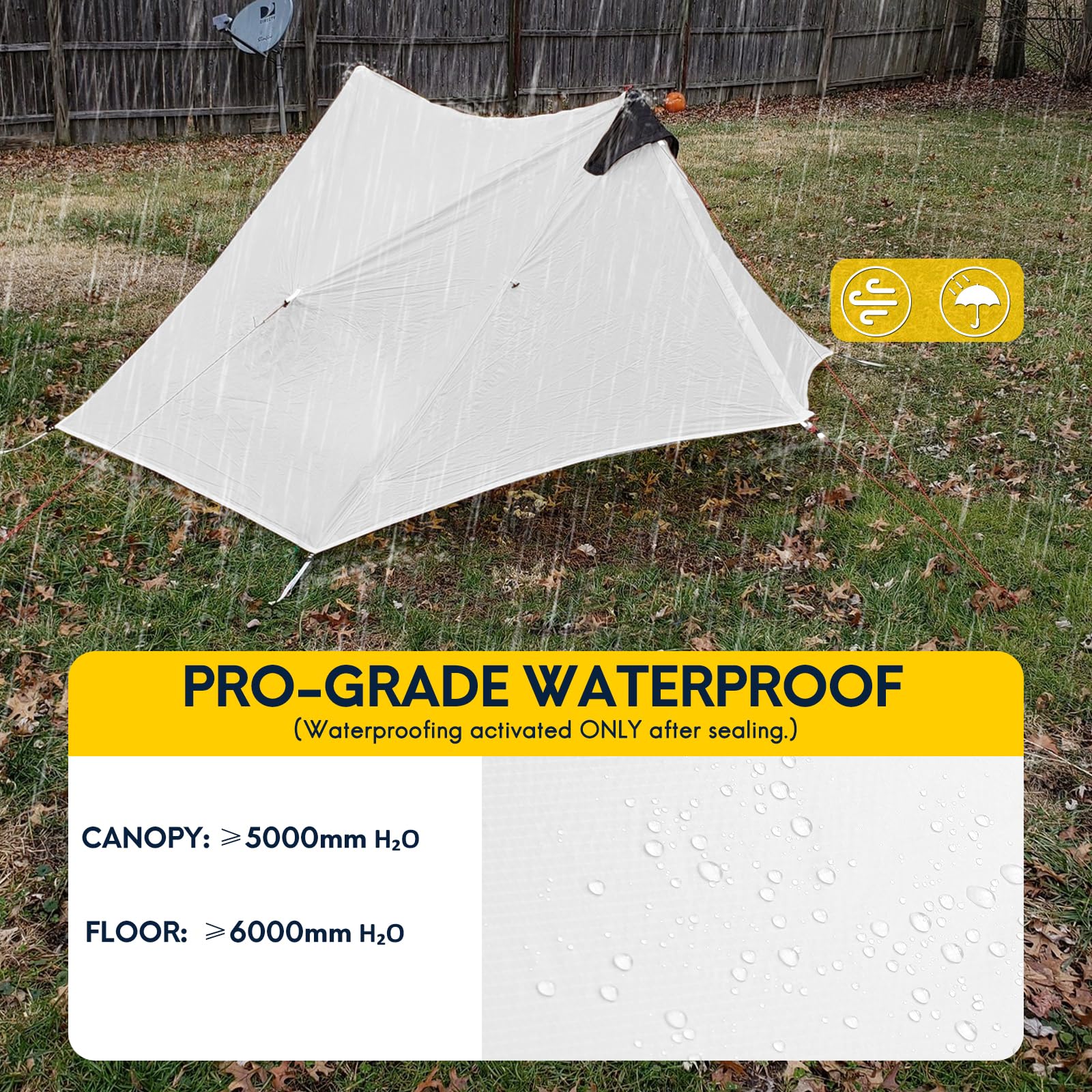 MIER LANSHAN tarp-tent setup showing flexible shelter