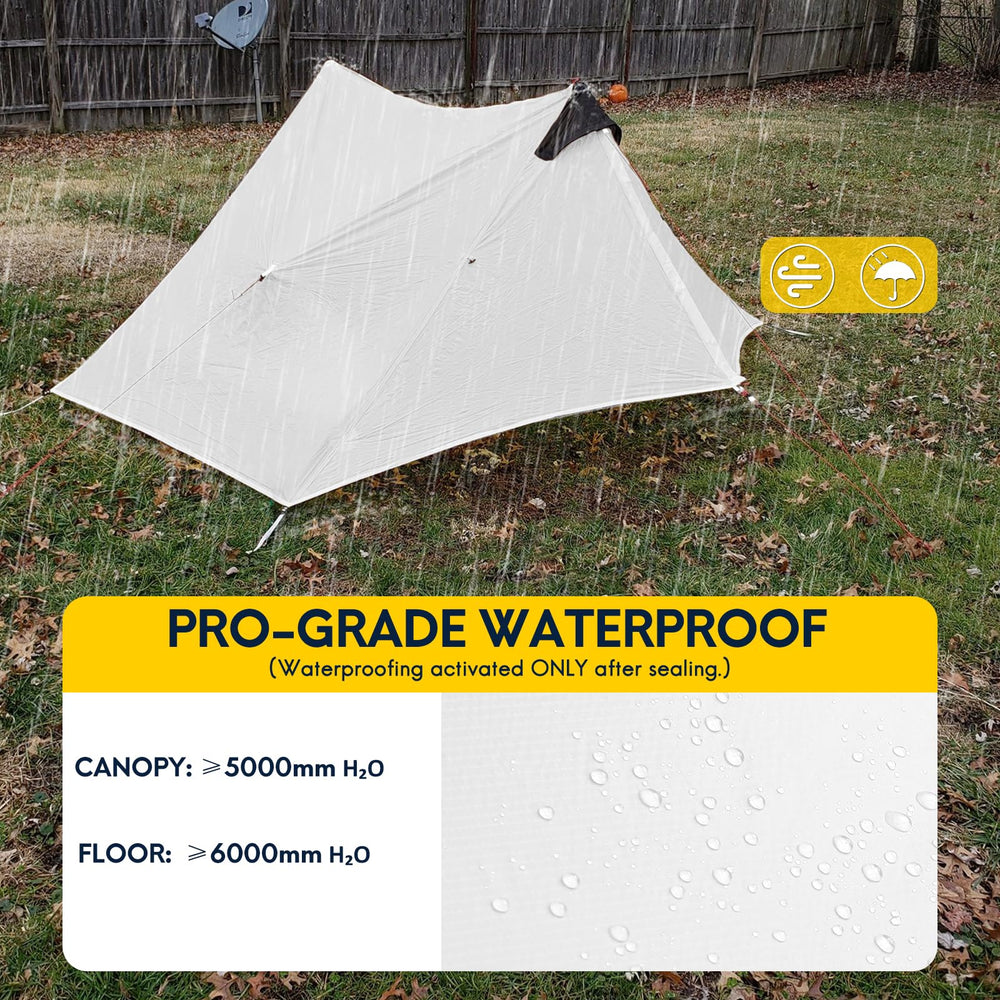 MIER LANSHAN tarp-tent setup showing flexible shelter