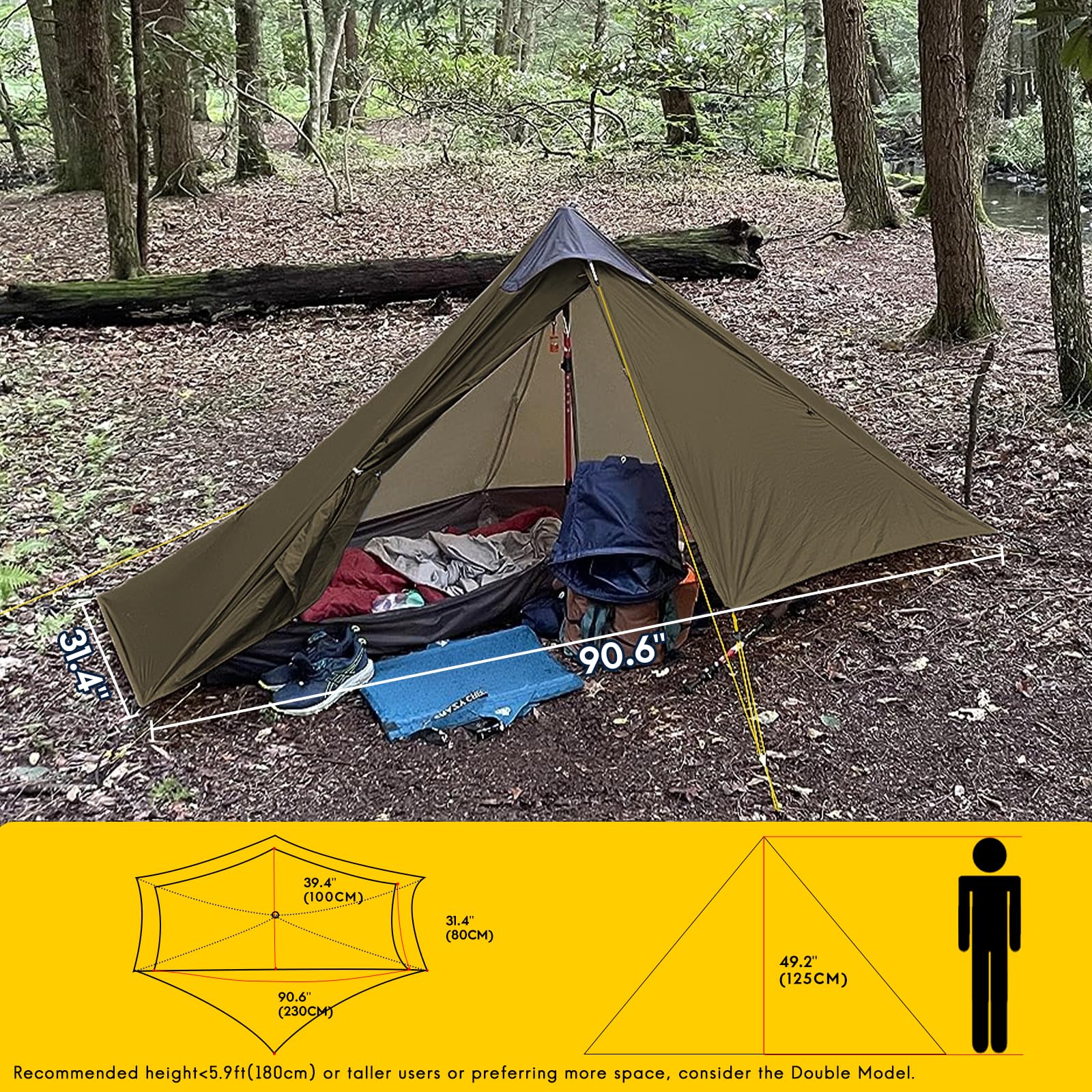MIER LANSHAN waterproof seam-taped rainfly protects against rain and wind.