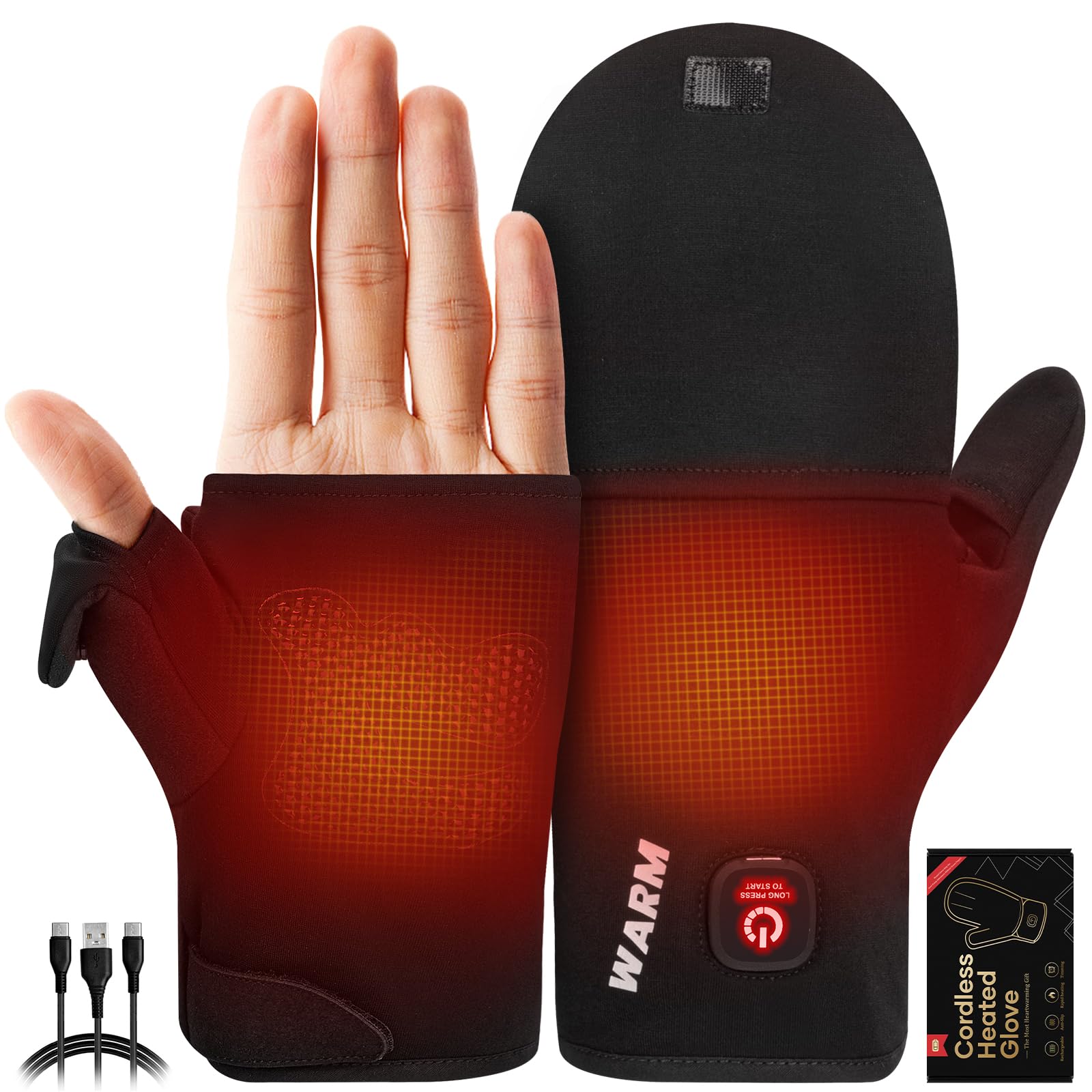 Mierns heated gloves with battery pack provide portable warmth for outdoor chores.