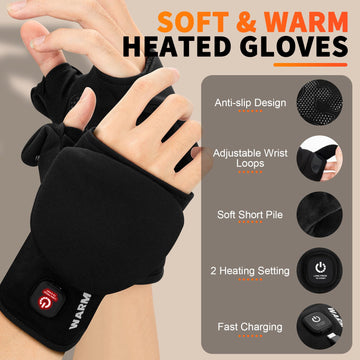 Mierns heated gloves featuring flip-top closure for fingertip access and dexterity.